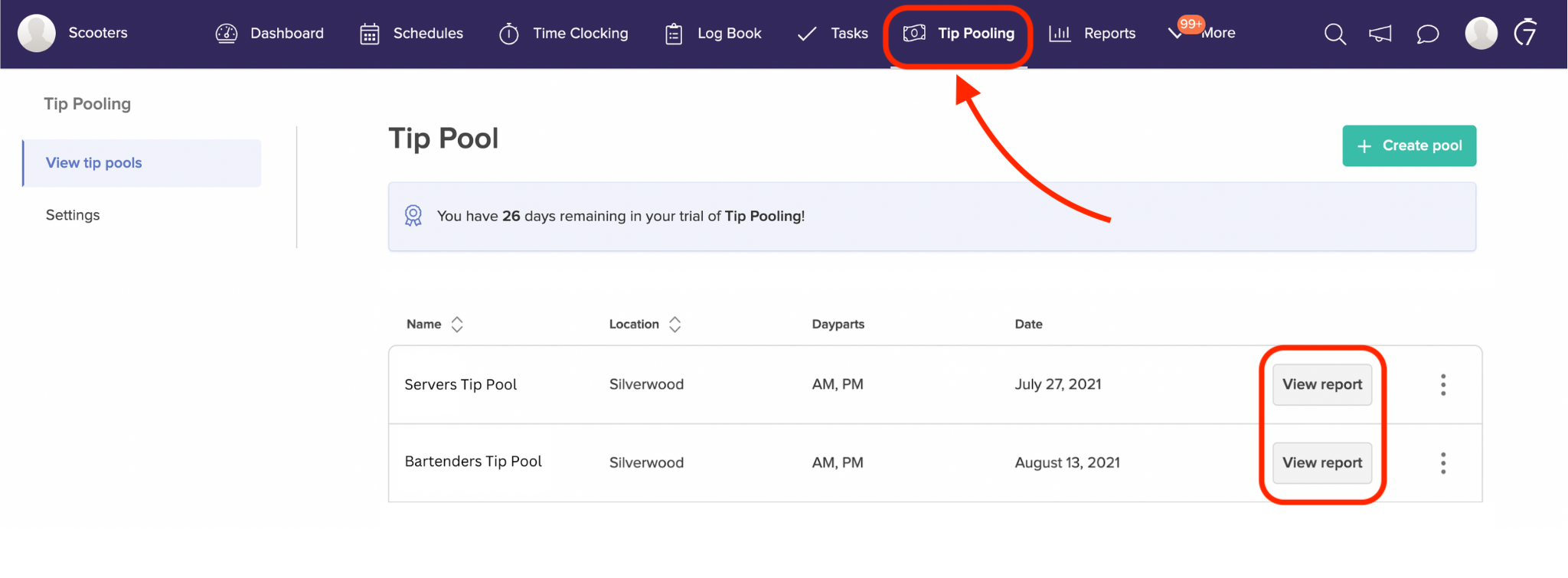 Tip Pooling Report 7shifts