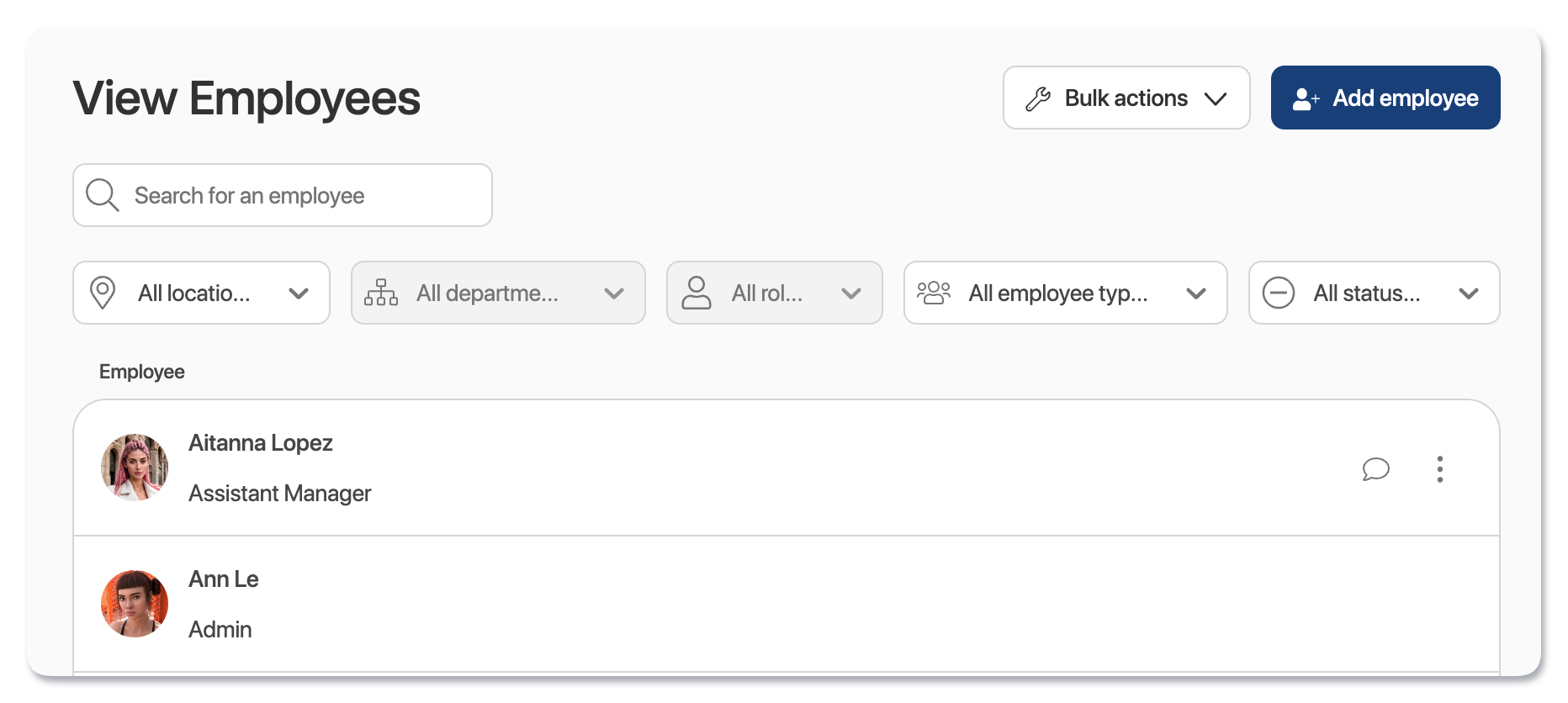 view employees page on web