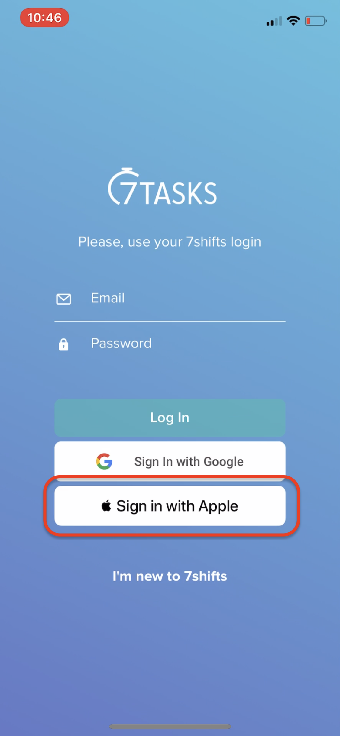 Signing in with Apple – 7shifts