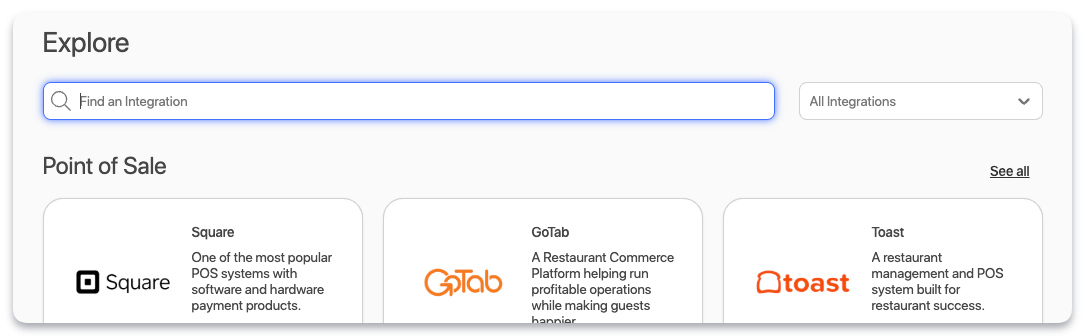 7shifts Integrations explore page