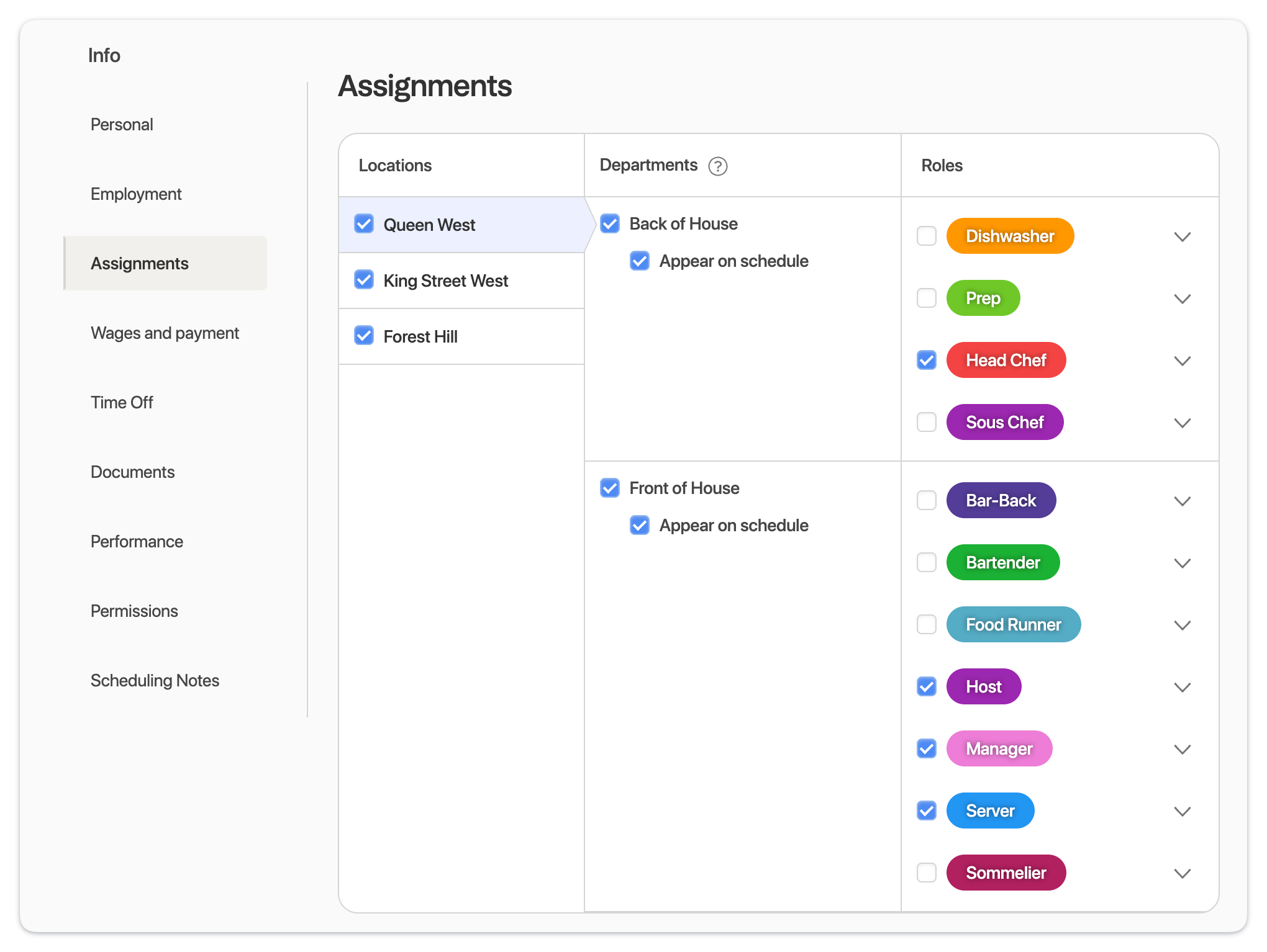 7shifts employee profile assignments