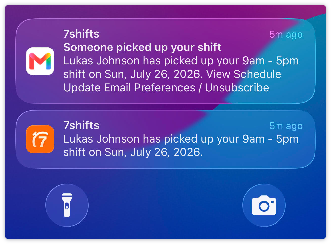 employee email and push notifications for shift pool requests