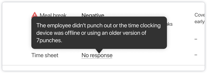 No response tooltip in the Attestation report explaining why a response wasn't captured